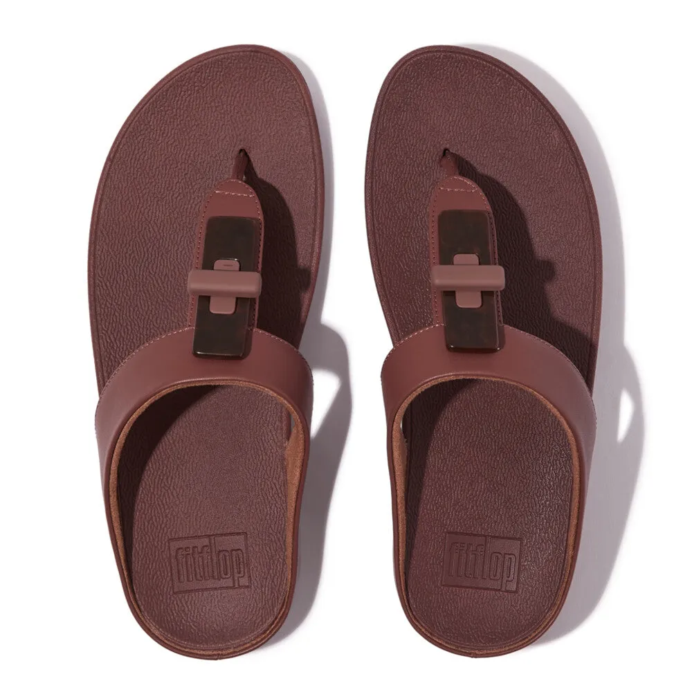 รองเท้าแตะแบบหูหนีบ ผู้หญิง รุ่น FINO RESIN-LOCK LEATHER TOE-POST SANDALS