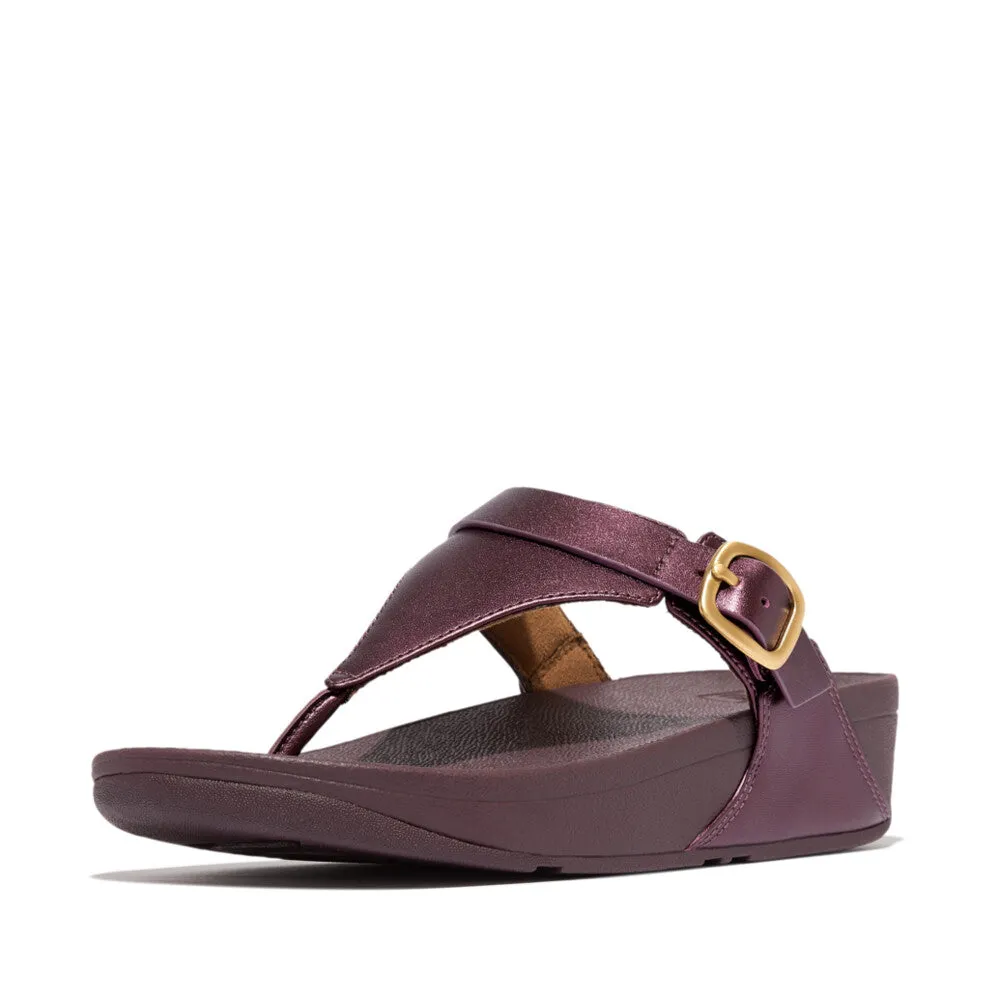 รองเท้าแตะแบบหูหนีบ ผู้หญิง รุ่น LULU ADJUSTABLE-BUCKLE METALLIC-LEATHER TOE-POST SANDALS