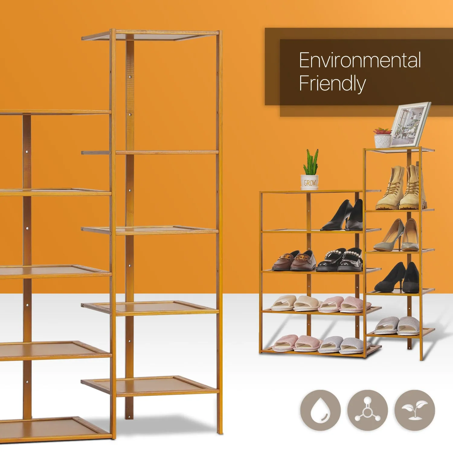 31" Twin Stand Shoe Rack - Brown