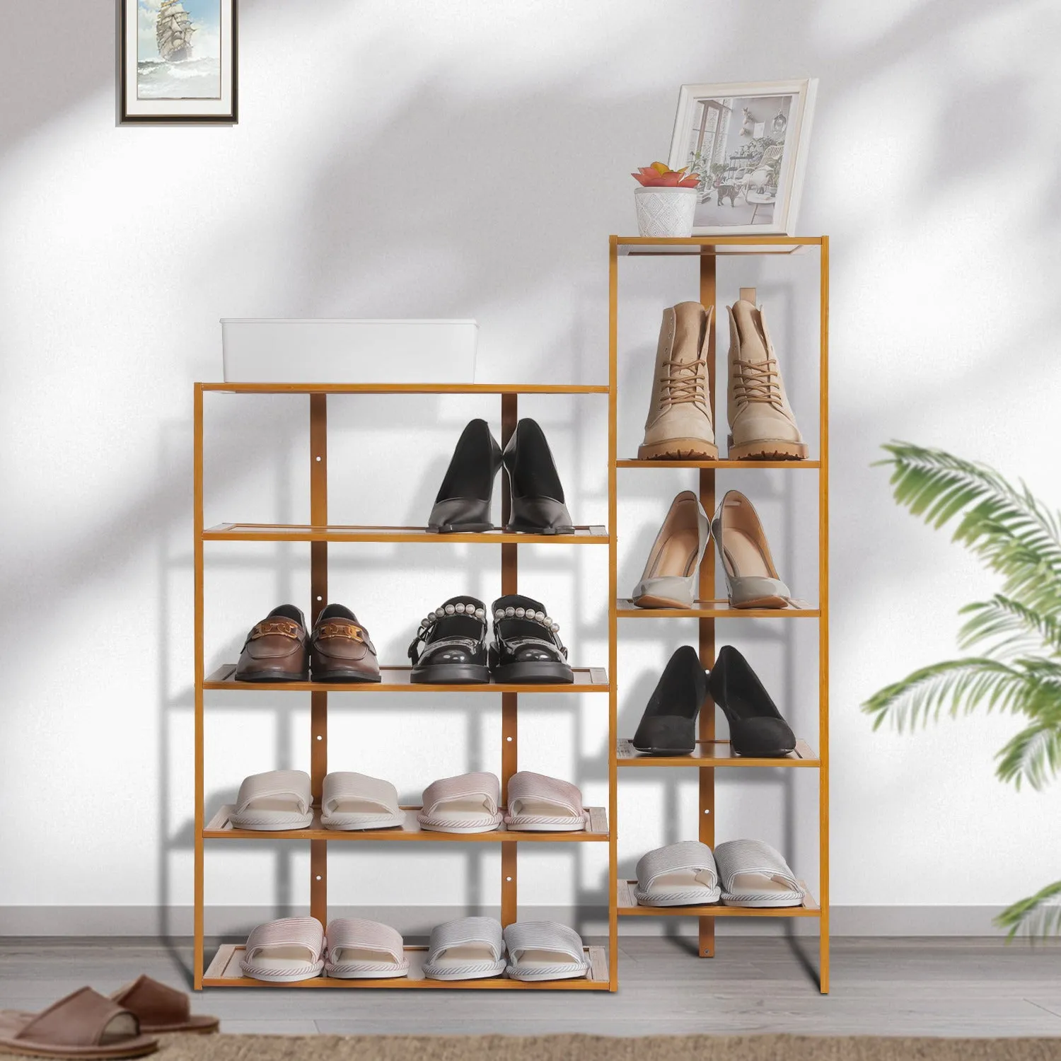 31" Twin Stand Shoe Rack - Brown