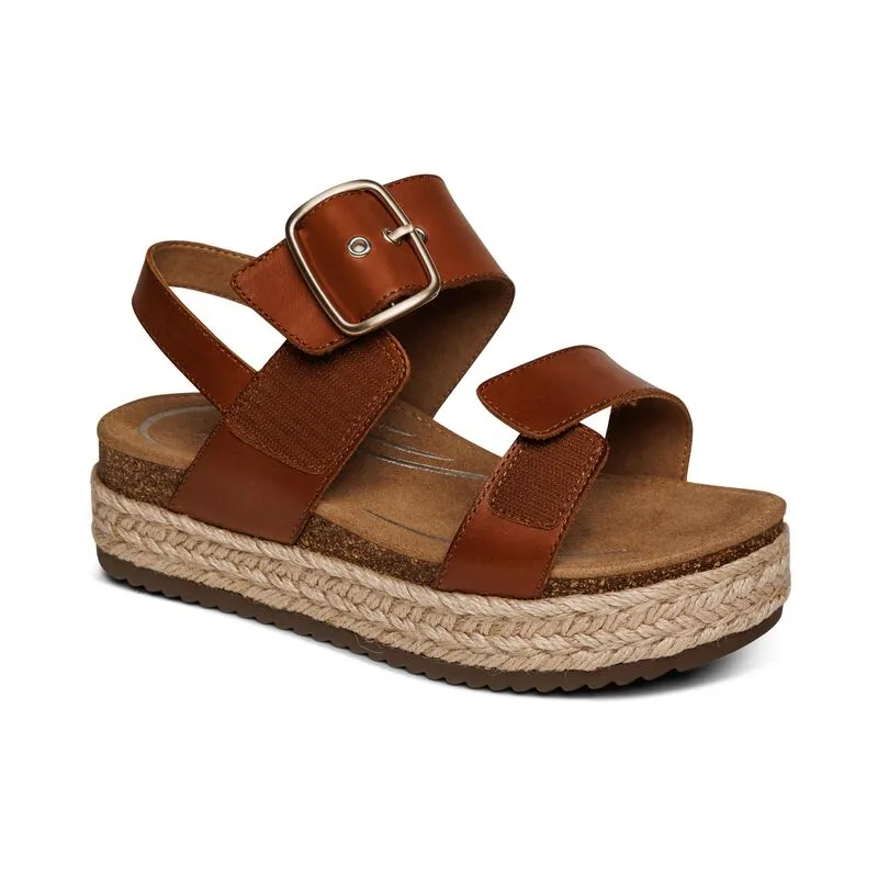 Aetrex Vania Platform Cognac Women's Sandal