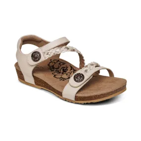 Aetrex Women's Jillian Braided Quarter Strap Sandal - Ivory SC362