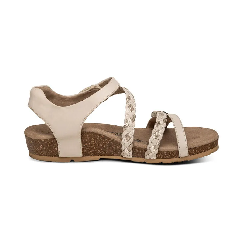 Aetrex Women's Jillian Braided Quarter Strap Sandal - Ivory SC362