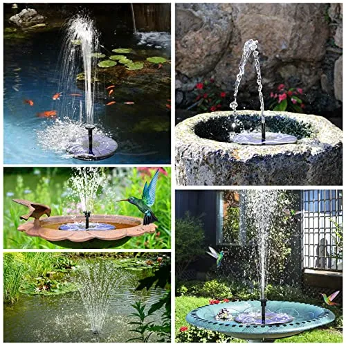 AISITIN 3.5W Solar Fountain Pump Built-in 1500mAh Battery, Solar Bird Bath Fountain with 6 Nozzles, Solar Floating Water Fountain Pump for Bird Bath, Fish Tank, Pond, Pool, Garden and Outdoor