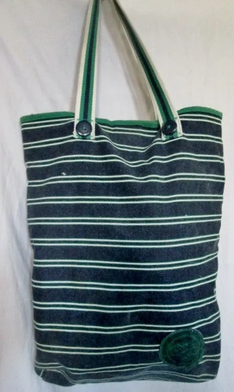 AMERICAN EAGLE OUTFITTERS AEO Stripe TOTE Bag NAUTICAL BLUE GREEN Vegan