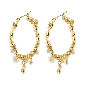 ANA pearl & crystal hoops gold-plated