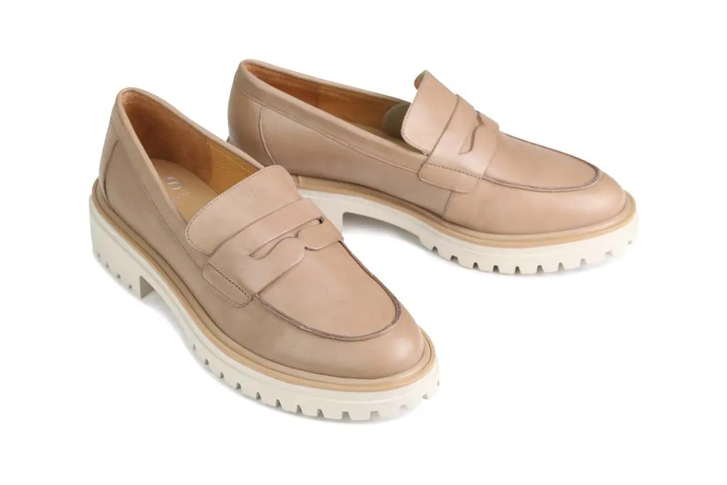 ANITA LEATHER HEEL LOAFERS