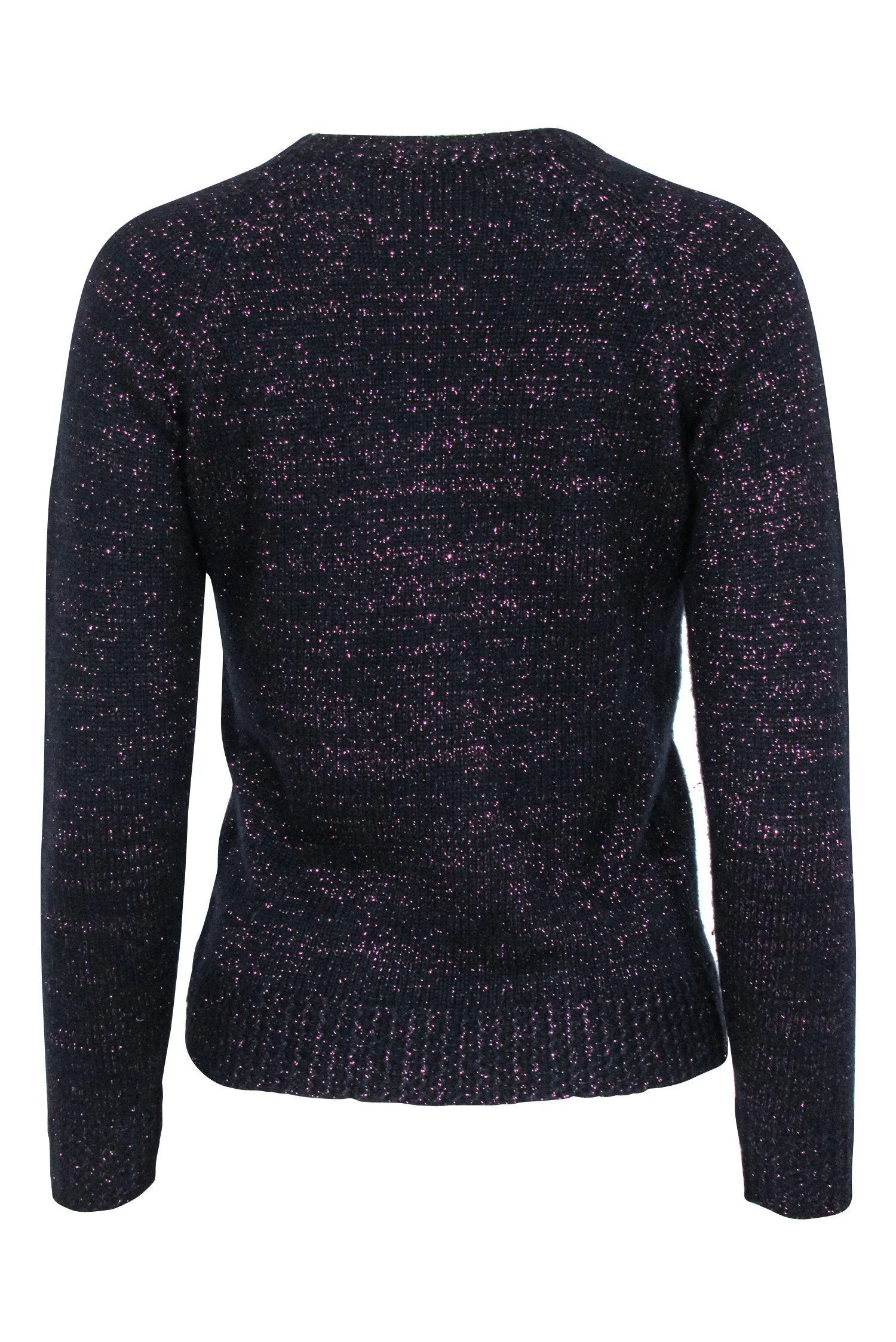 A.P.C. - Navy & Pink Sparkly Wool Blend Knit Crewneck Sweater Sz XS