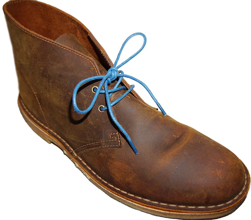 [Azure Blue] - Round Waxed Cotton Shoelaces