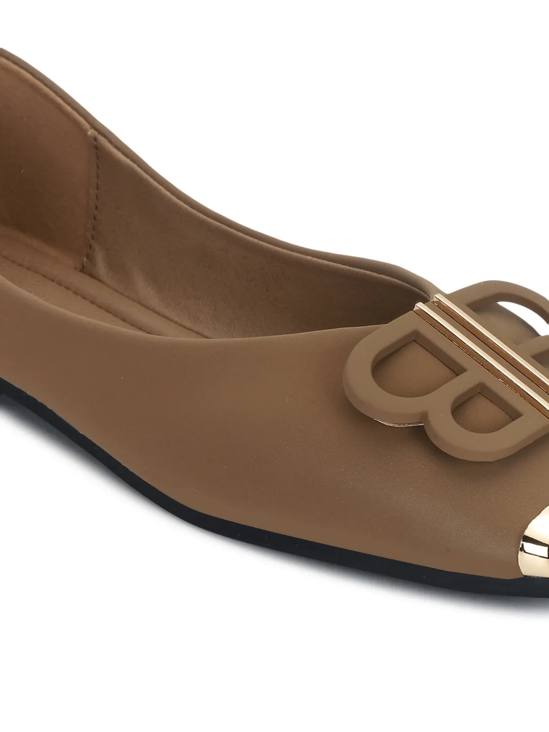 Beige PU Slip-On Stylish Ballerina (TC-RS3646-BEIG)