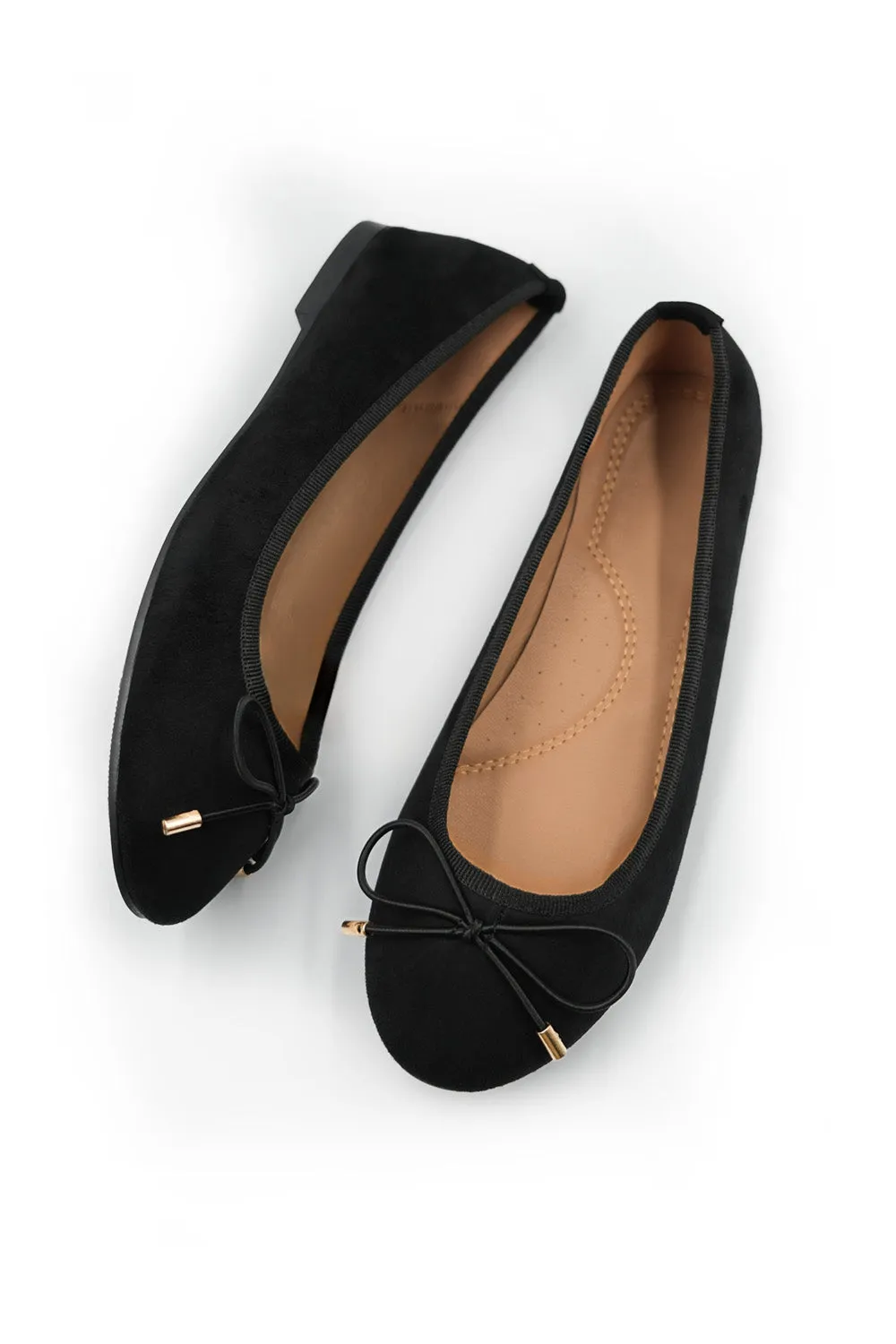 BEXLEY SLIP ON FLAT PUMPS IN BLACK SUEDE