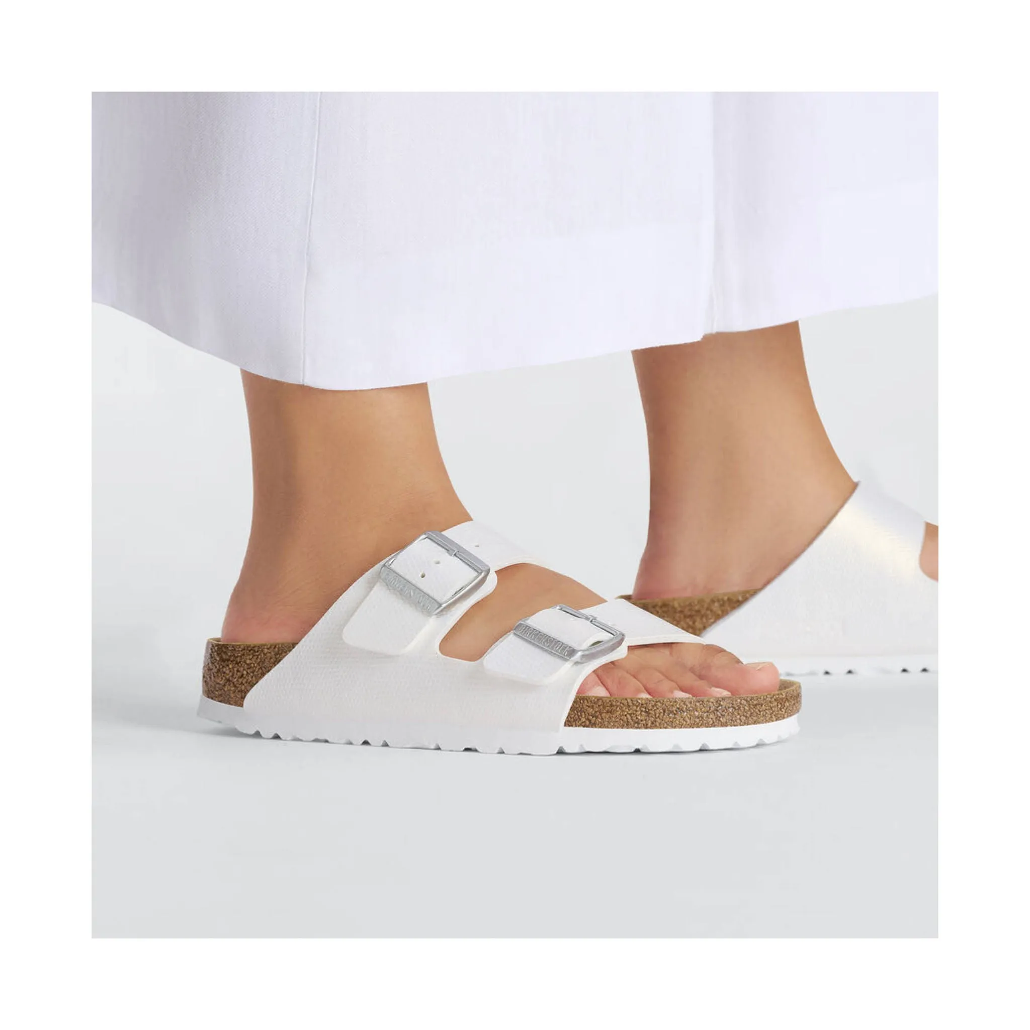 Birkenstock Arizona Birko Flor Embossed Sandal - Shiny White