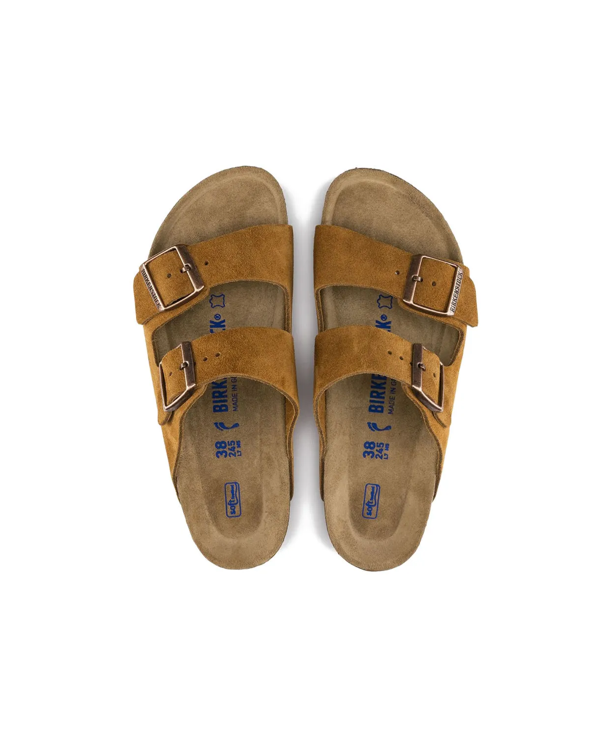 Birkenstock Arizona Suede Leather Mink Soft Footbed Sandals