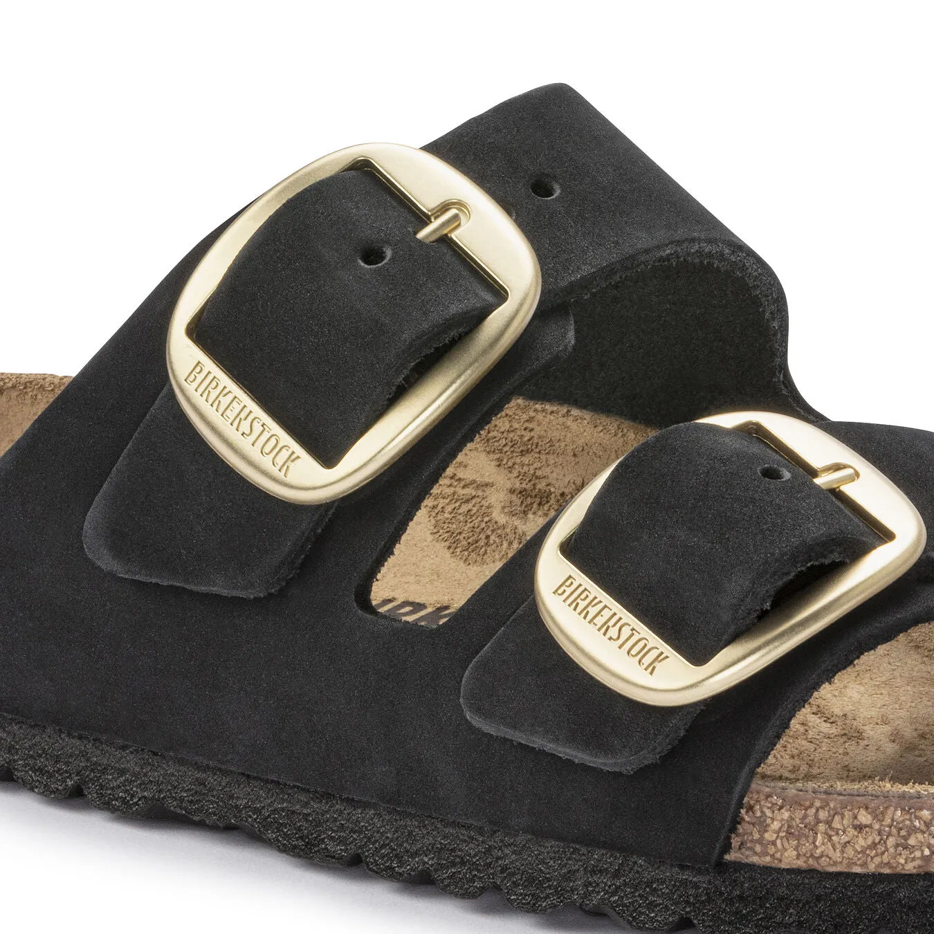 Birkenstock Womens Arizona Big Buckle LENB Narrow Fit Black / Gold