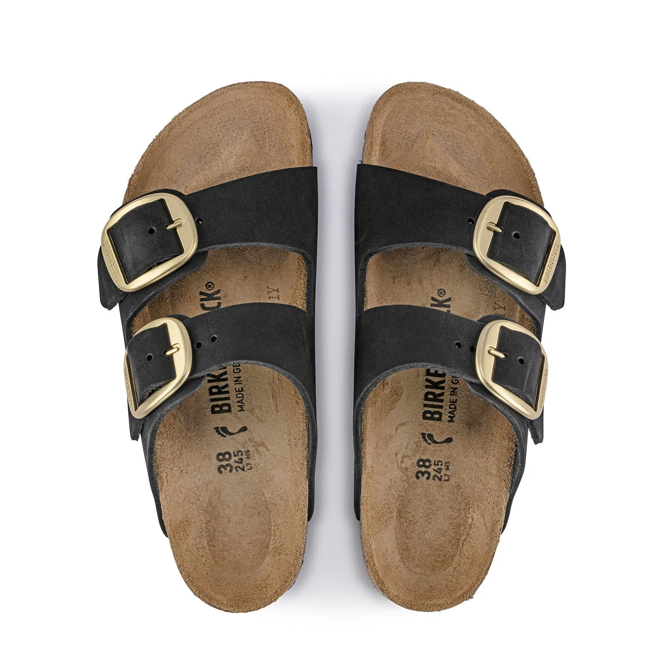 Birkenstock Womens Arizona Big Buckle LENB Narrow Fit Black / Gold