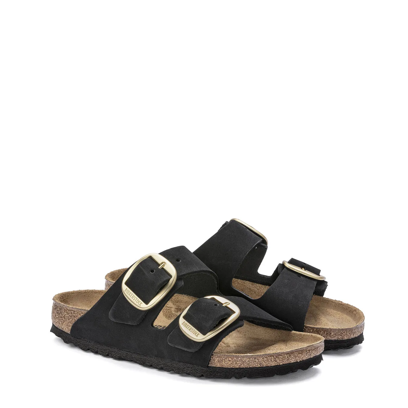 Birkenstock Womens Arizona Big Buckle LENB Narrow Fit Black / Gold