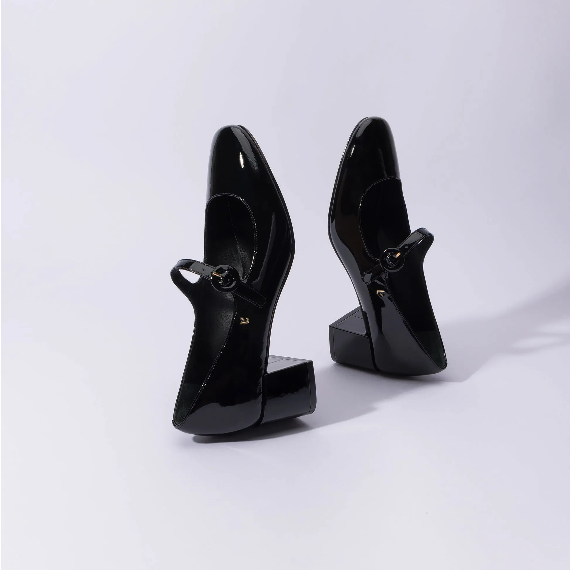 Blair Block Pump In Black Patent by Larroudé