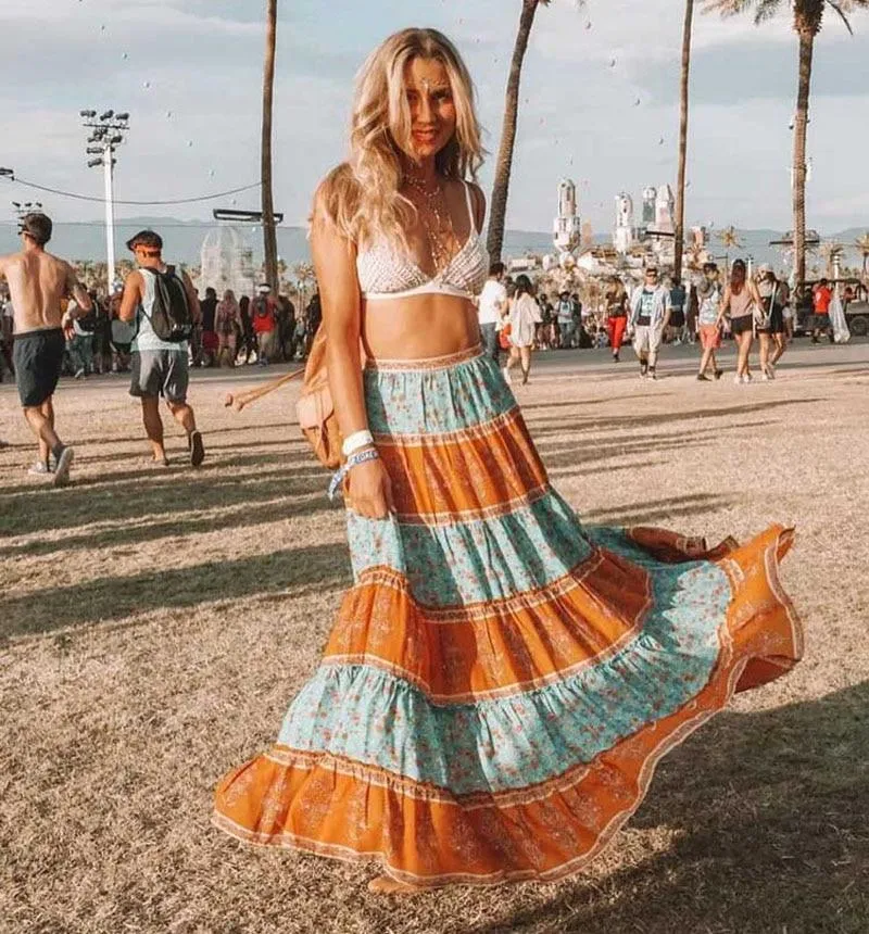 Boho Flowy Maxi Skirt