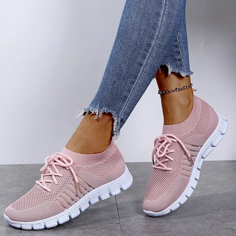 Breathable Mesh Lace-Up Sneakers