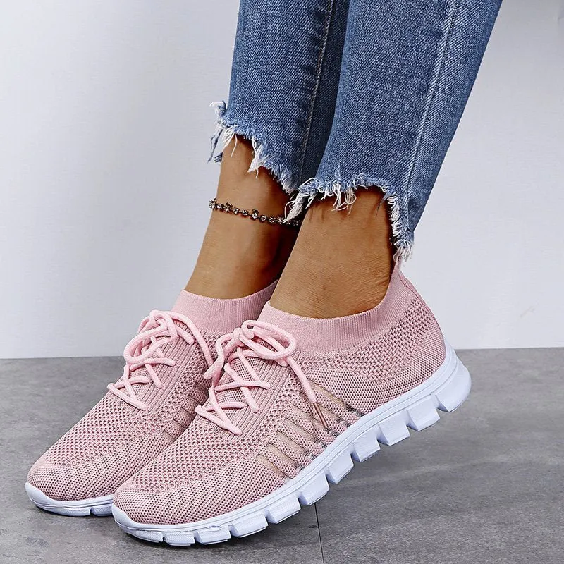 Breathable Mesh Lace-Up Sneakers