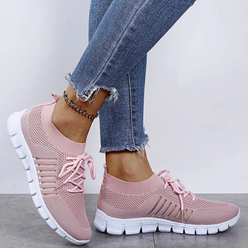 Breathable Mesh Lace-Up Sneakers