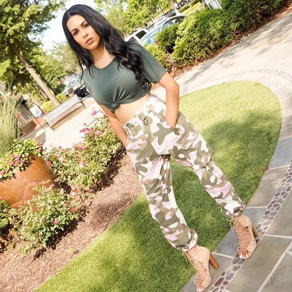 Camouflage Belted Cargo Pants