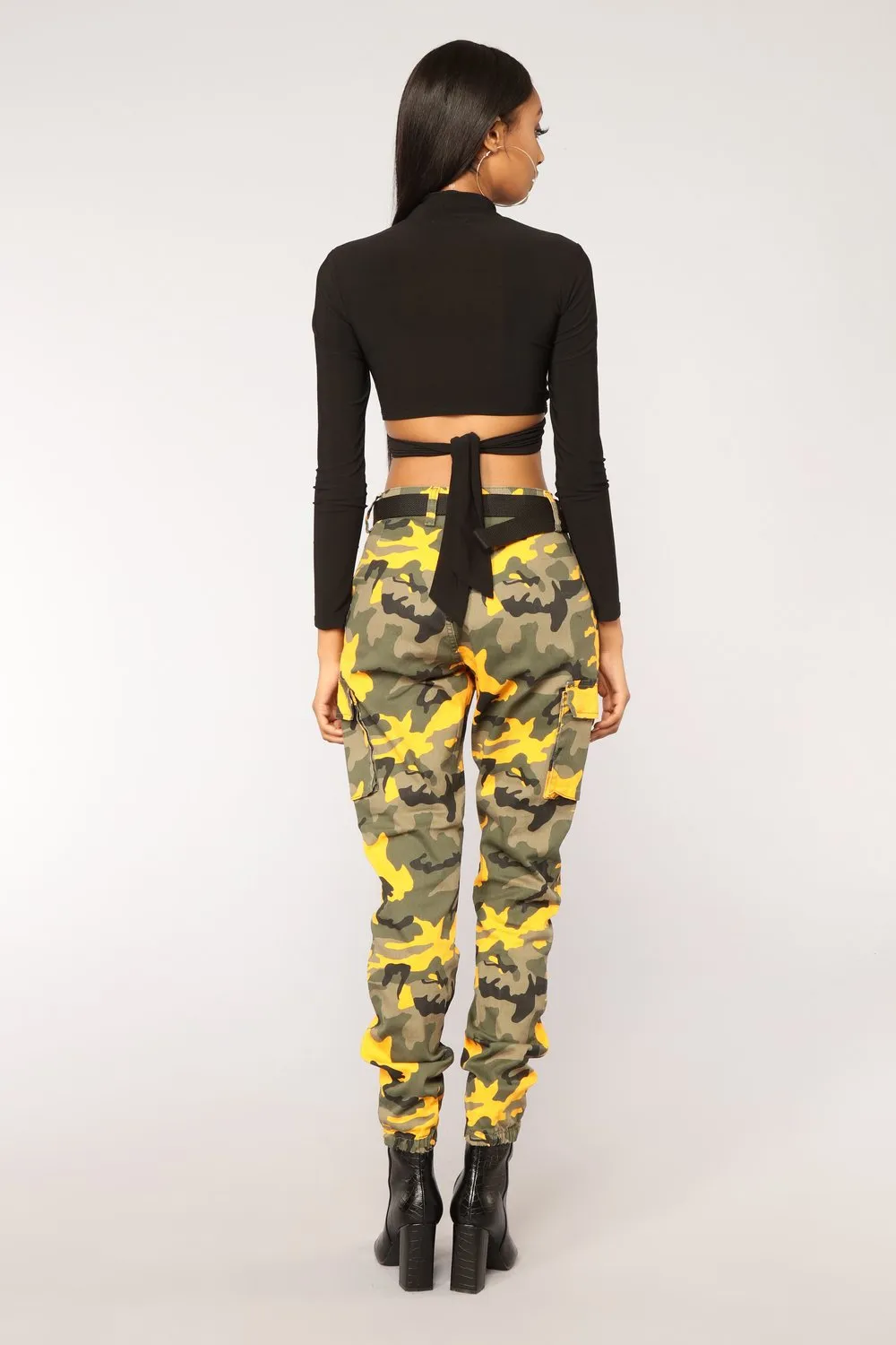 Camouflage Belted Cargo Pants