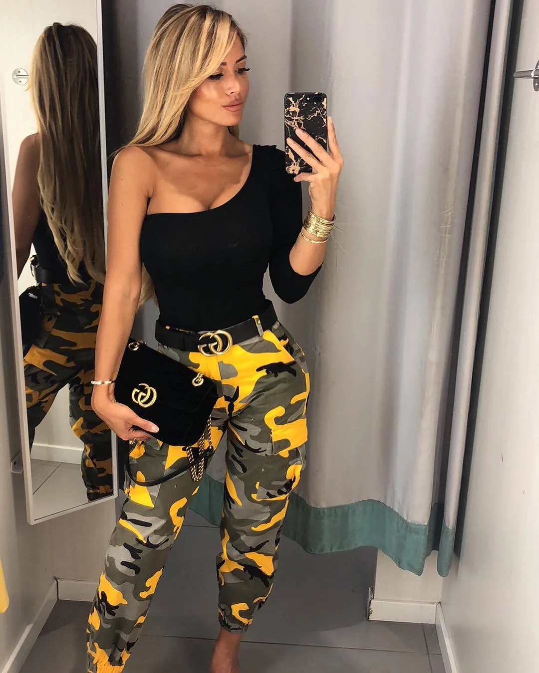 Camouflage Belted Cargo Pants