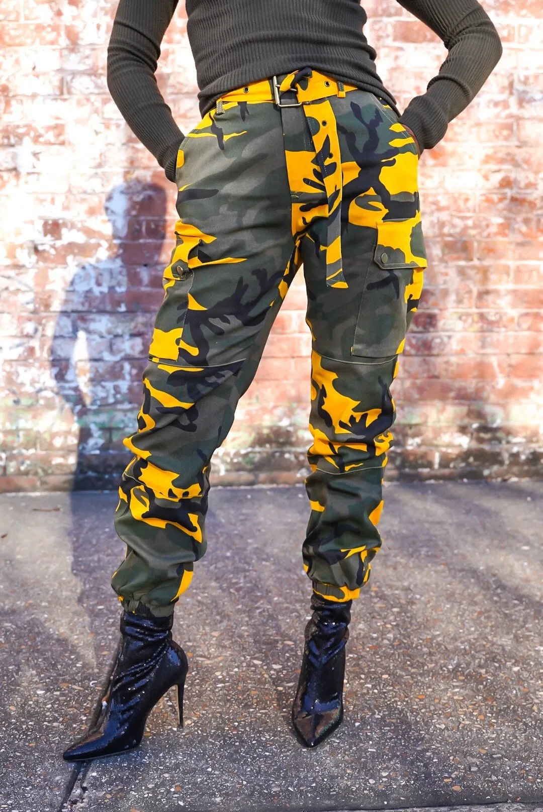 Camouflage Belted Cargo Pants