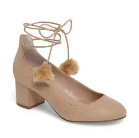 Charles by Charles David Libby Pom Pom Pumps - Nude,Size 6 1/2