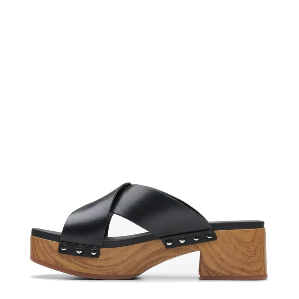 Clarks Women's Sivanne Walk Heeled Slide Sandal in Black