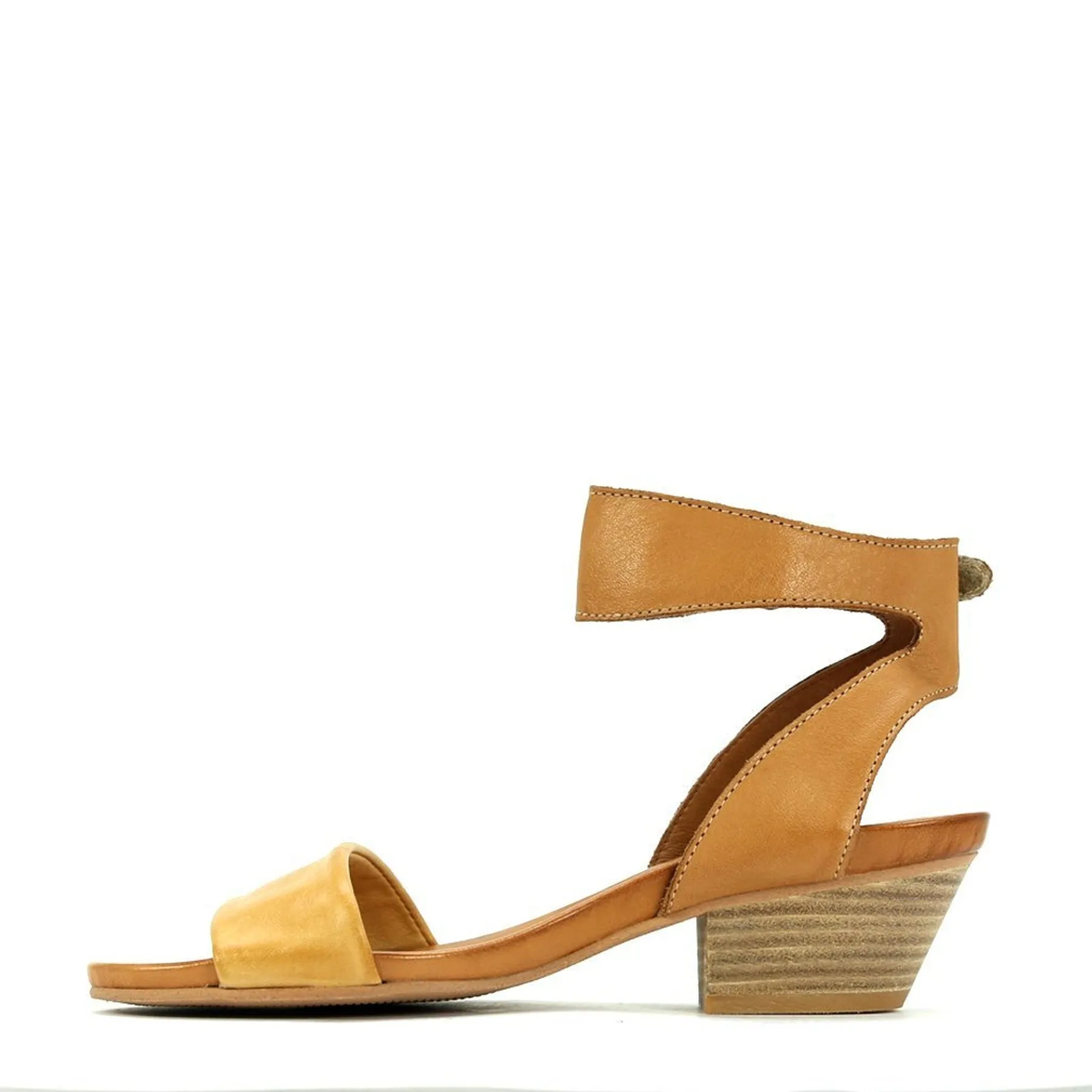 CUBO WOODEN STACK HEEL SANDALS LEATHER