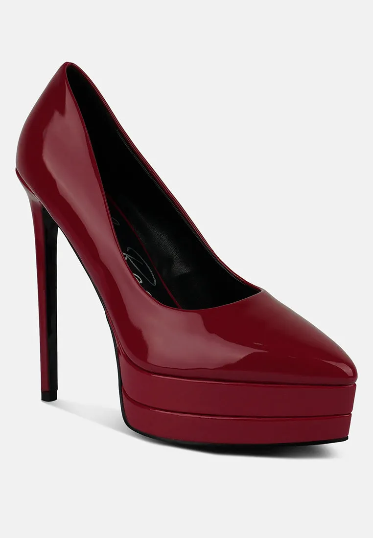 Cuddles Patent Faux Leather Platform Stiletto Pumps