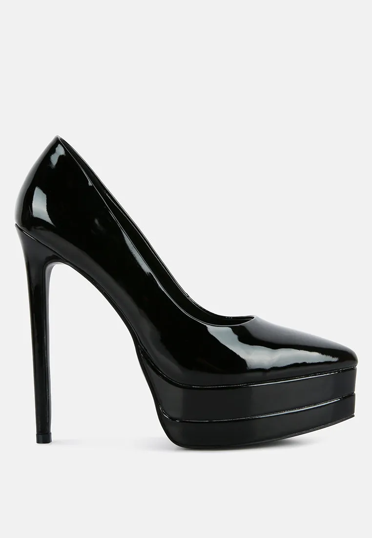 Cuddles Patent Faux Leather Platform Stiletto Pumps