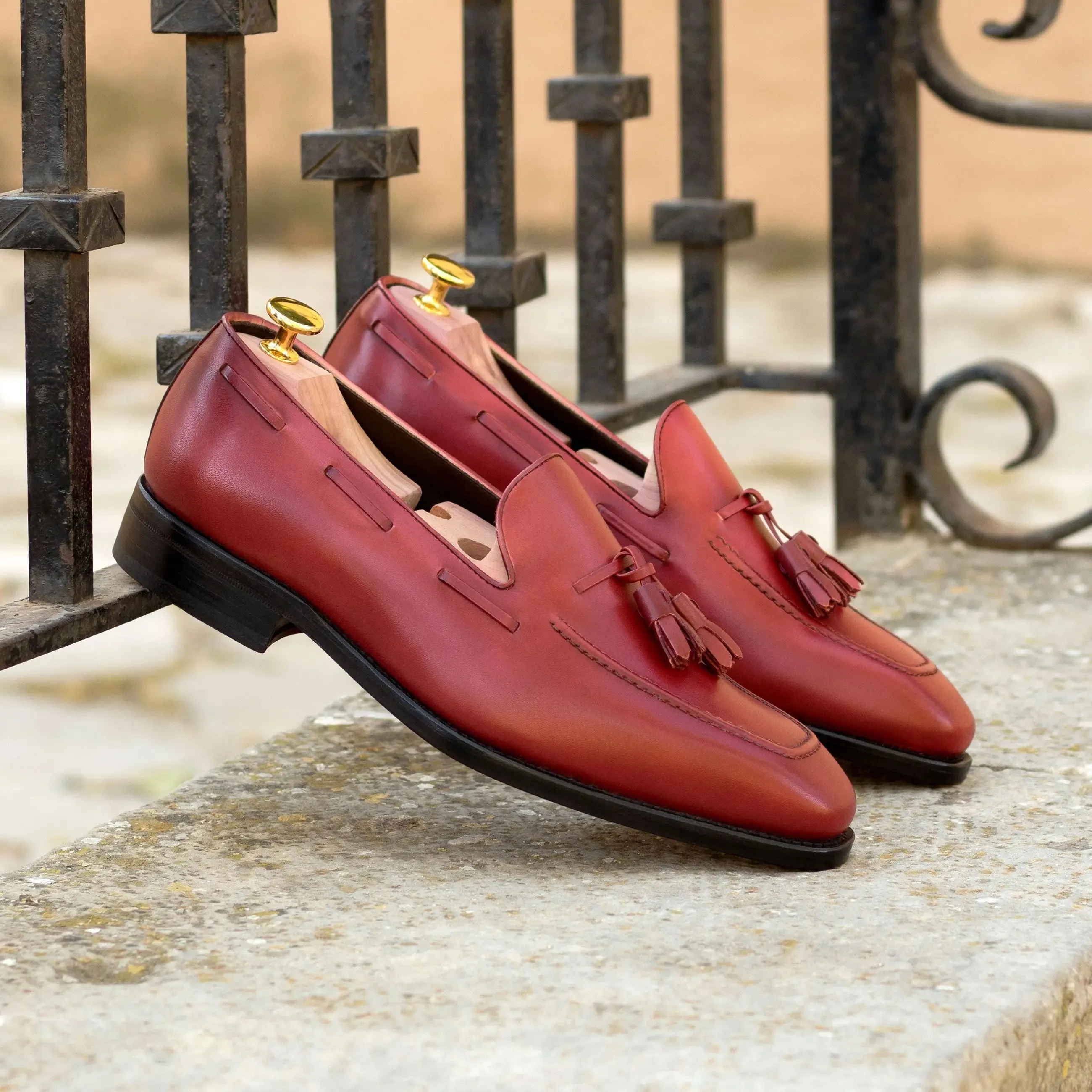 DapperFam Luciano in Red Men's Italian Leather Loafer