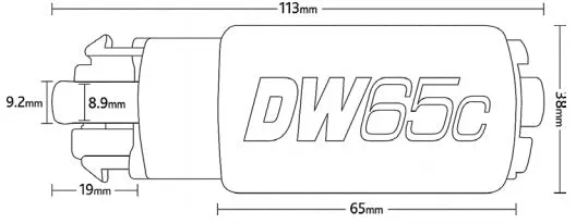 DEATSCHWERKS 9-651-1017 DW65C series, 265lph compact fuel pump (in-tank) without mounting clips w/I