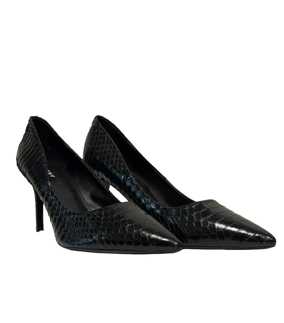 DKNY Women Heels All Black Snake Print