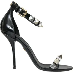 Dolce & Gabbana Black Crystals Sandals Ankle Strap Shoes