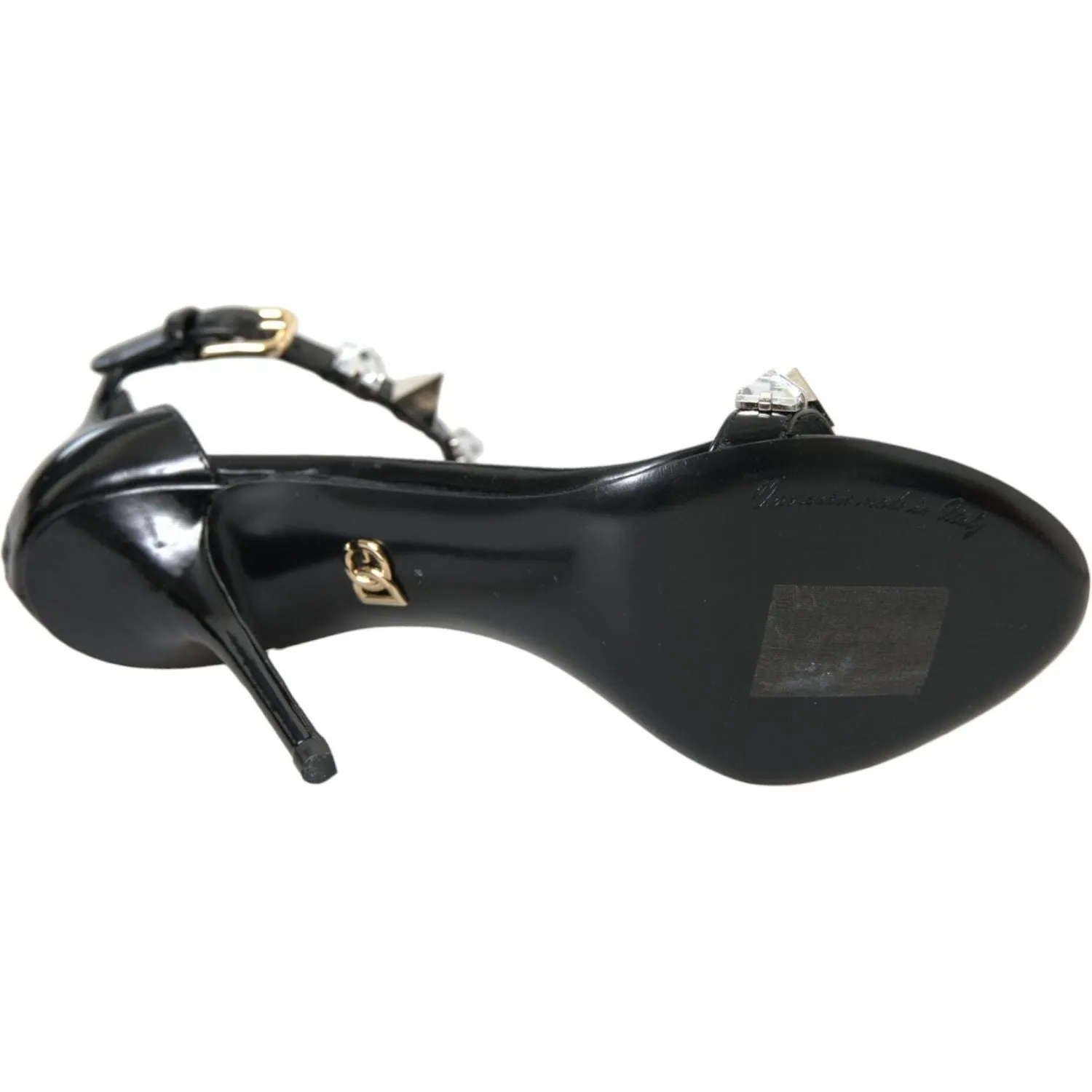 Dolce & Gabbana Black Crystals Sandals Ankle Strap Shoes