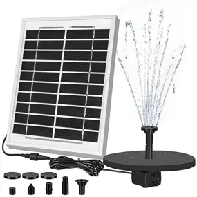 ECO-WORTHY 5W Small Solar Water Fountain Pump, Outdoor Submersible Water Fountain Pump with 5W solar panel, 10FT Cables, 8 Nozzles, Solar Powered Water Fountain Pump for Bird Bath