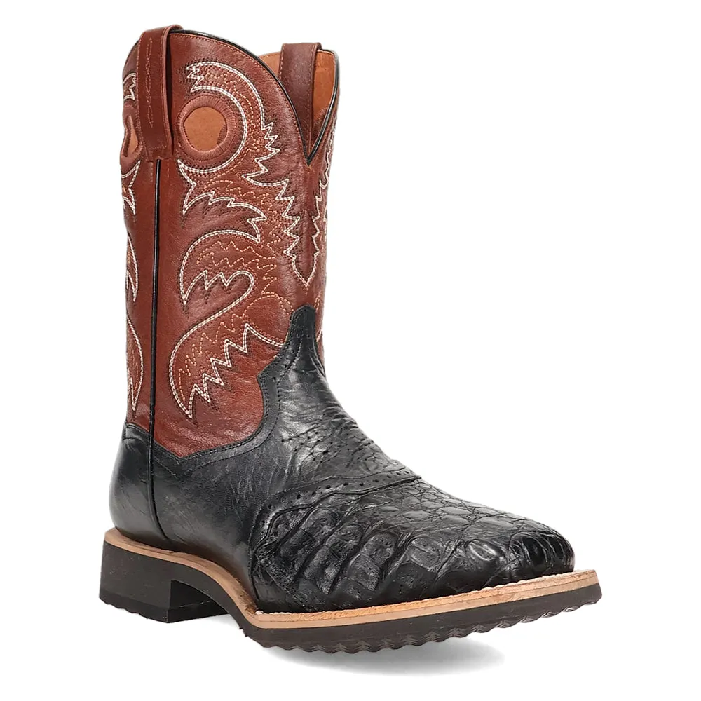 Egan Caiman Embroidered Square Toe Cowboy Boots