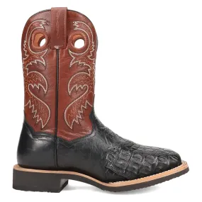 Egan Caiman Embroidered Square Toe Cowboy Boots