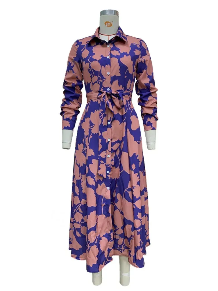 Eirian - Stylish Printed Waist-Tie Dress for Women