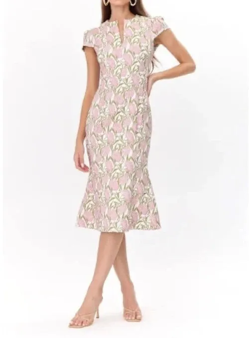 Eris Jacquard Cap Sleeve Midi Dress