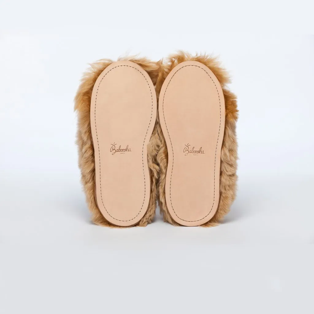 ETHICALLY AND CRUELTY FREE ALPACA SLIPPERS "HONEY SWIRL"