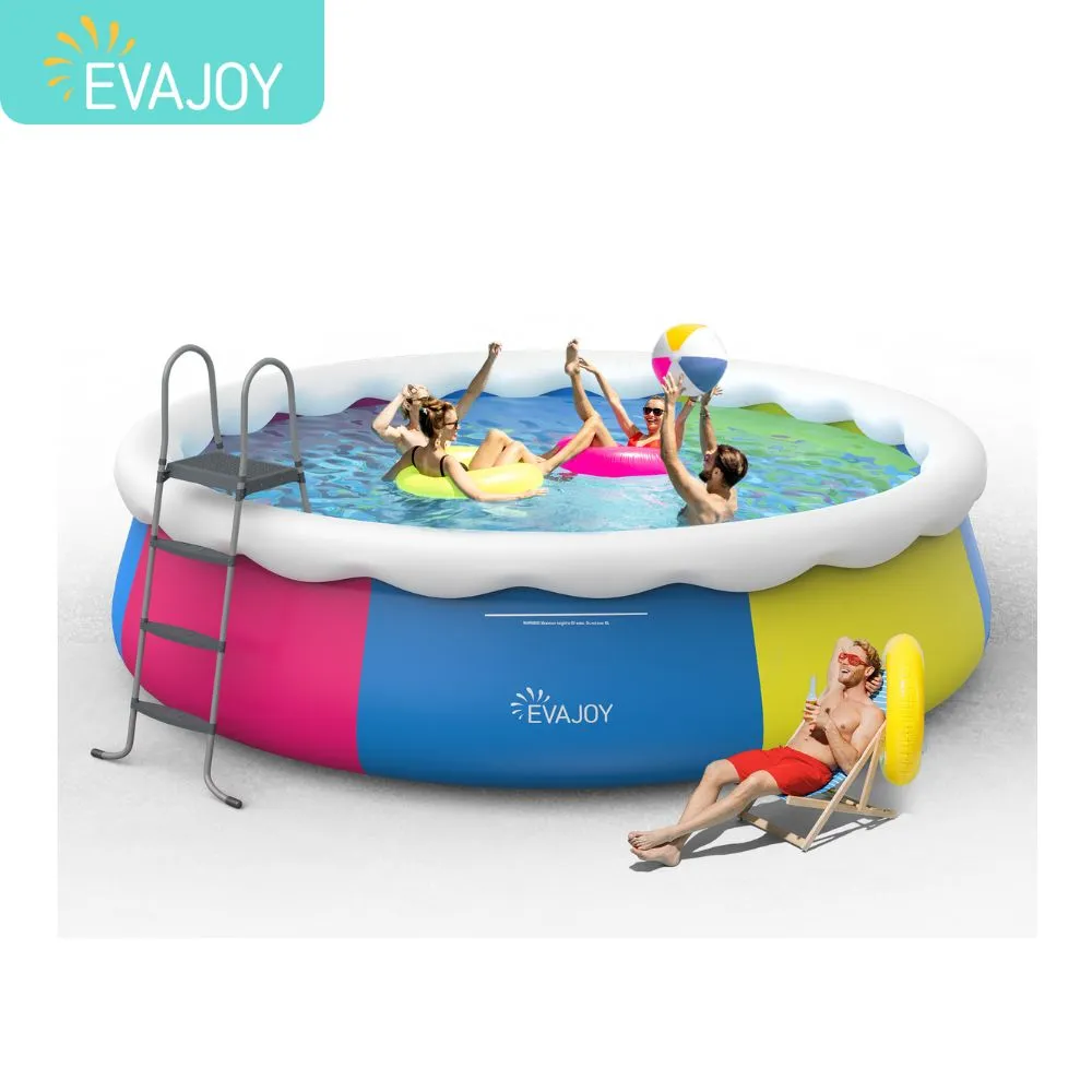 Evajoy Inflatable Swimming Pool, 18ft*48in Inflatable Top Ring Pool with Pool Cover