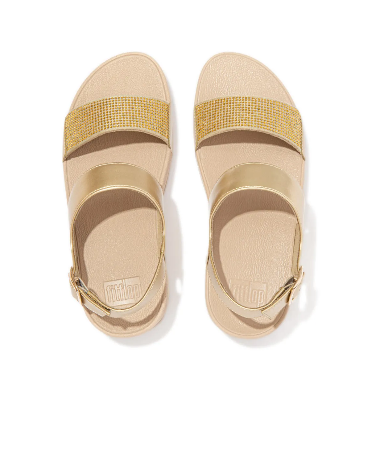 FitFlop Lulu Crystal Embellished Back-Strap Sandals Gold