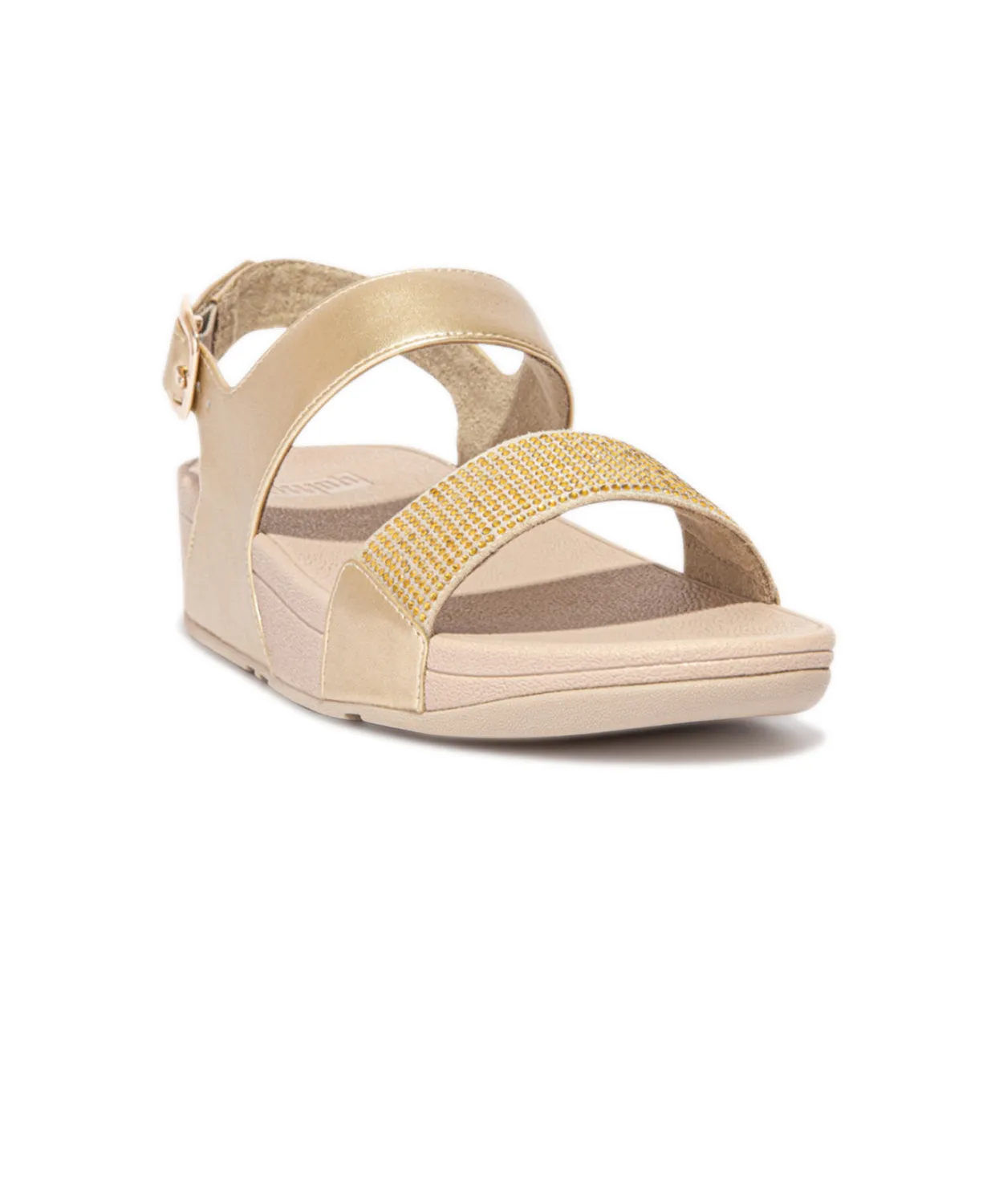 FitFlop Lulu Crystal Embellished Back-Strap Sandals Gold