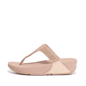 FitFlop Lulu Crystal Embellished Rose Gold Toe Post Sandals