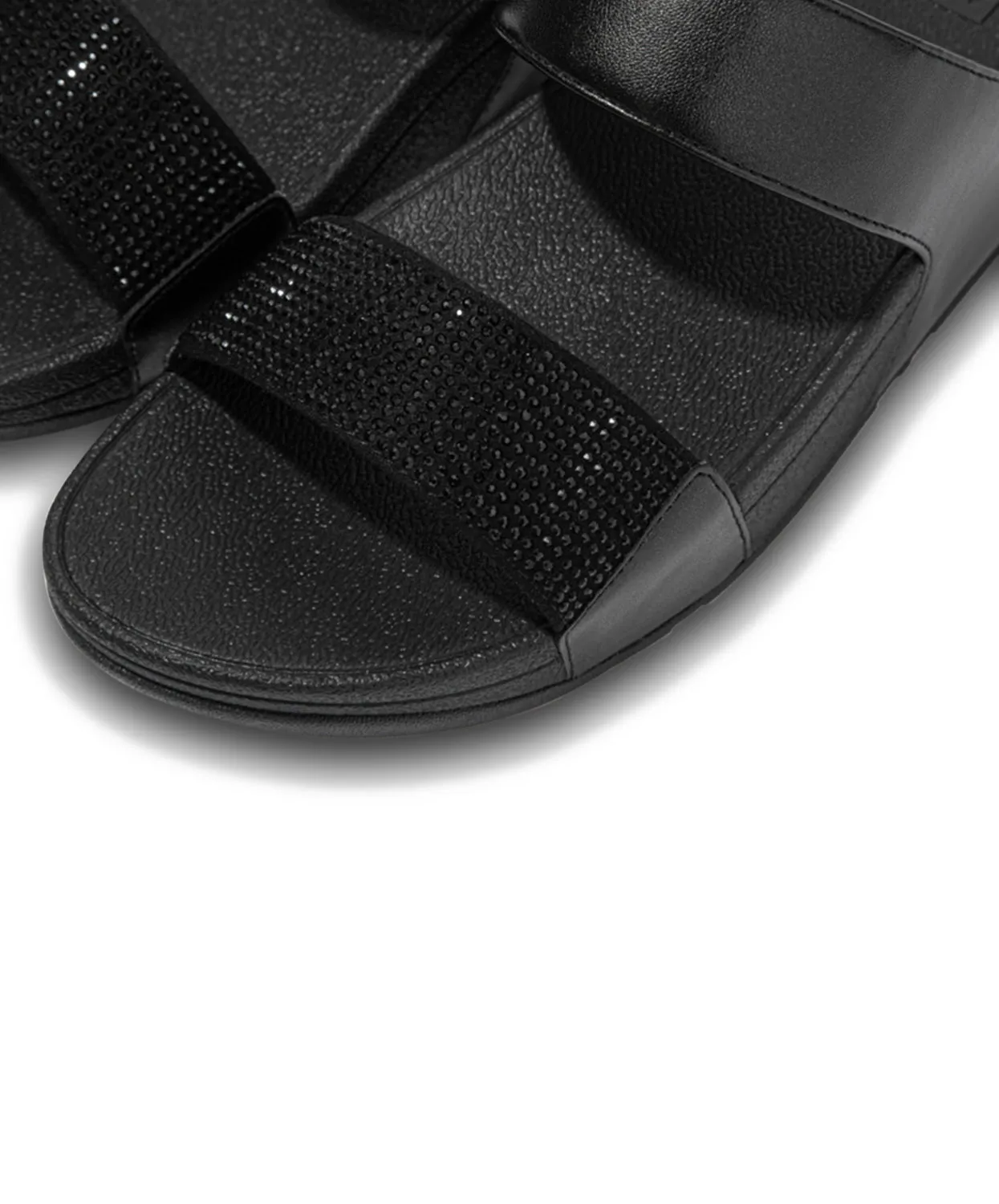 FitFlop Lulu Crystal Embellished Slides Black